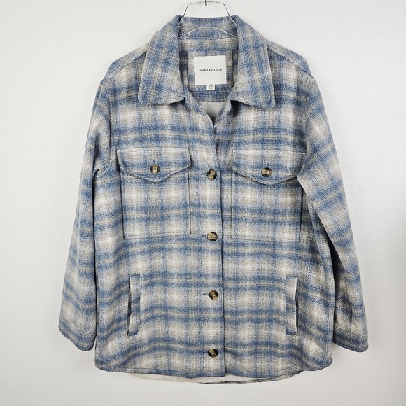 American Eagle Brushed Plaid Shacket Jacket - Picture 3 of 11